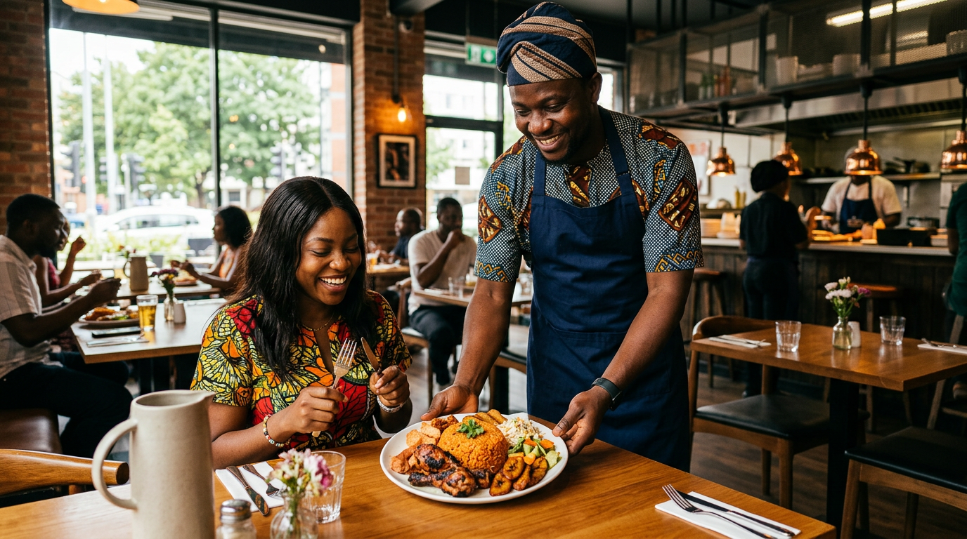 A Nigerian restaurant meal being served through local commerce